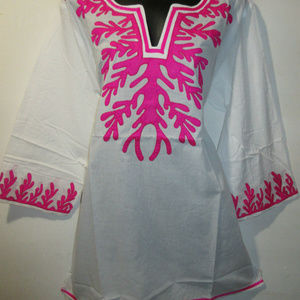 PINK AND WHITE INDIAN TUNIC NWT